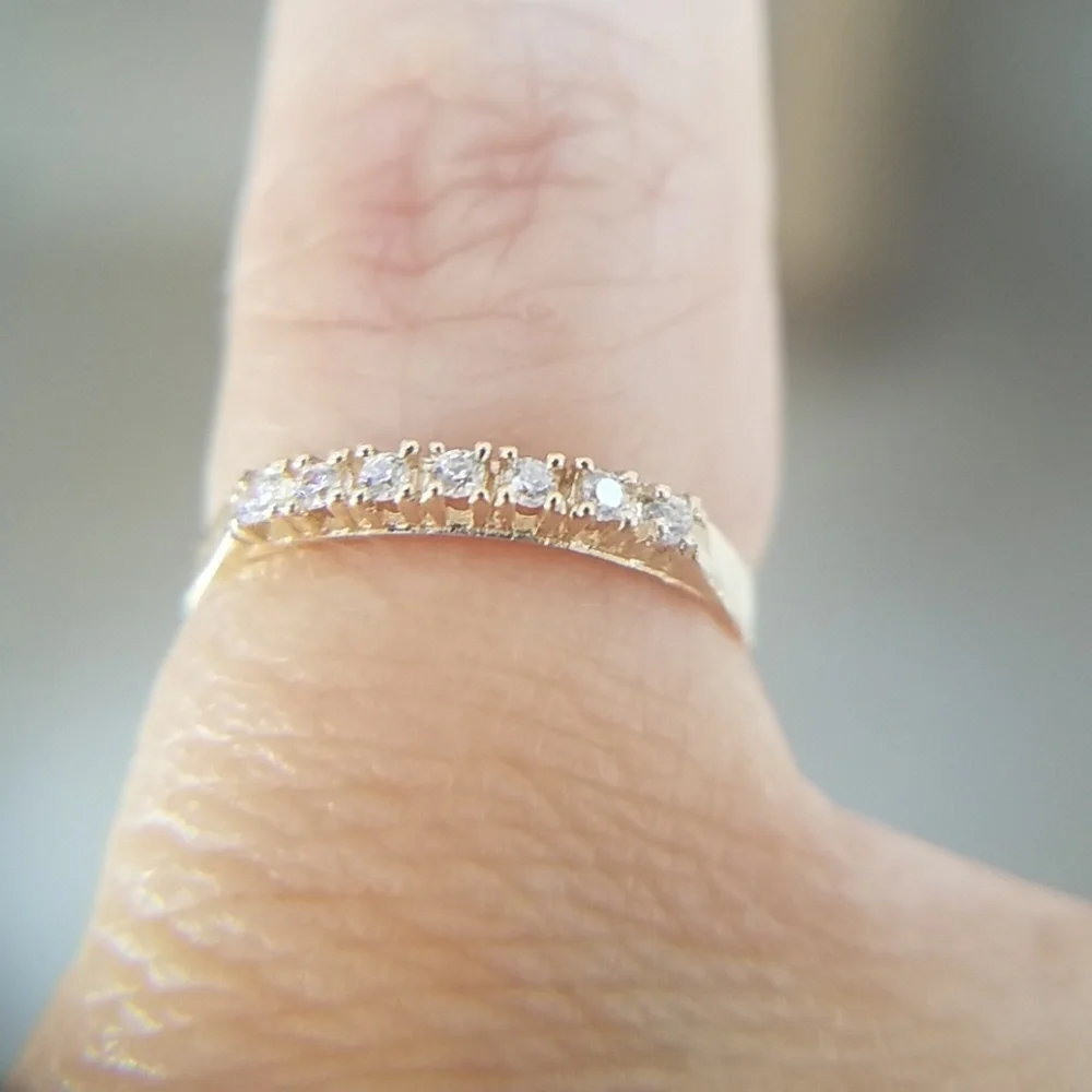 tiny 14k Yellow gold Children CZ Pinky Ring